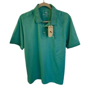 NWT Tommy Bahama Men's Short Sleeve Polo Aqua Aloha Stripes Size Medium